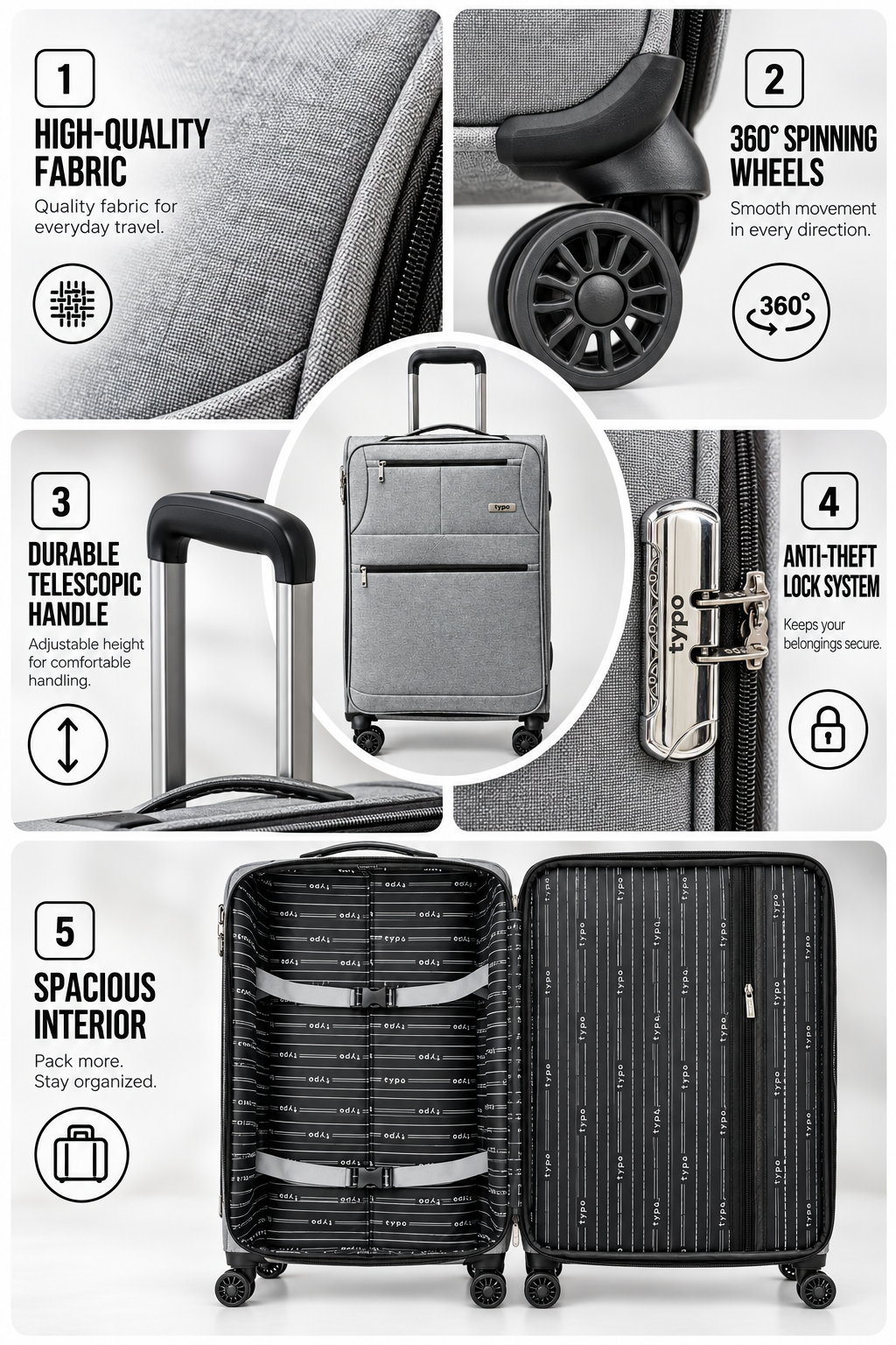 Fabric Luggage Set 3 Pieces