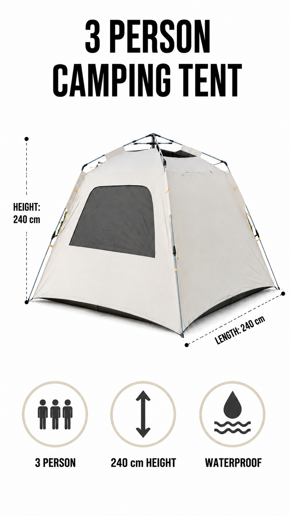3-Person Outdoor Camping Tent