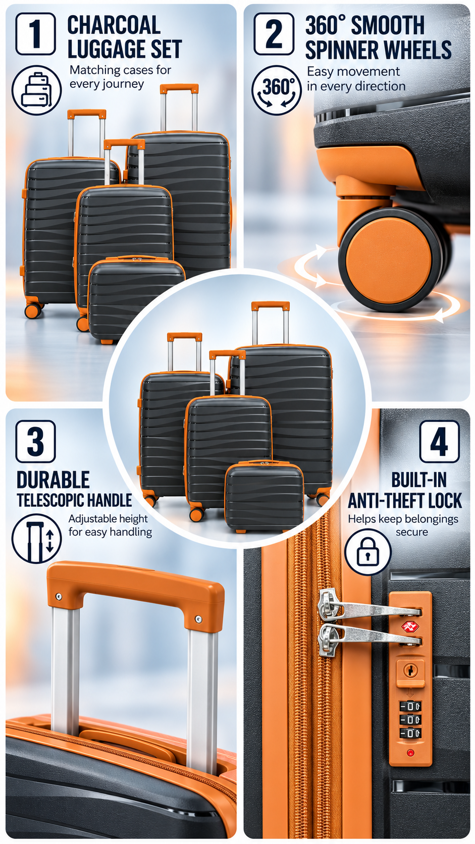 Luggage Set with Makeup Case