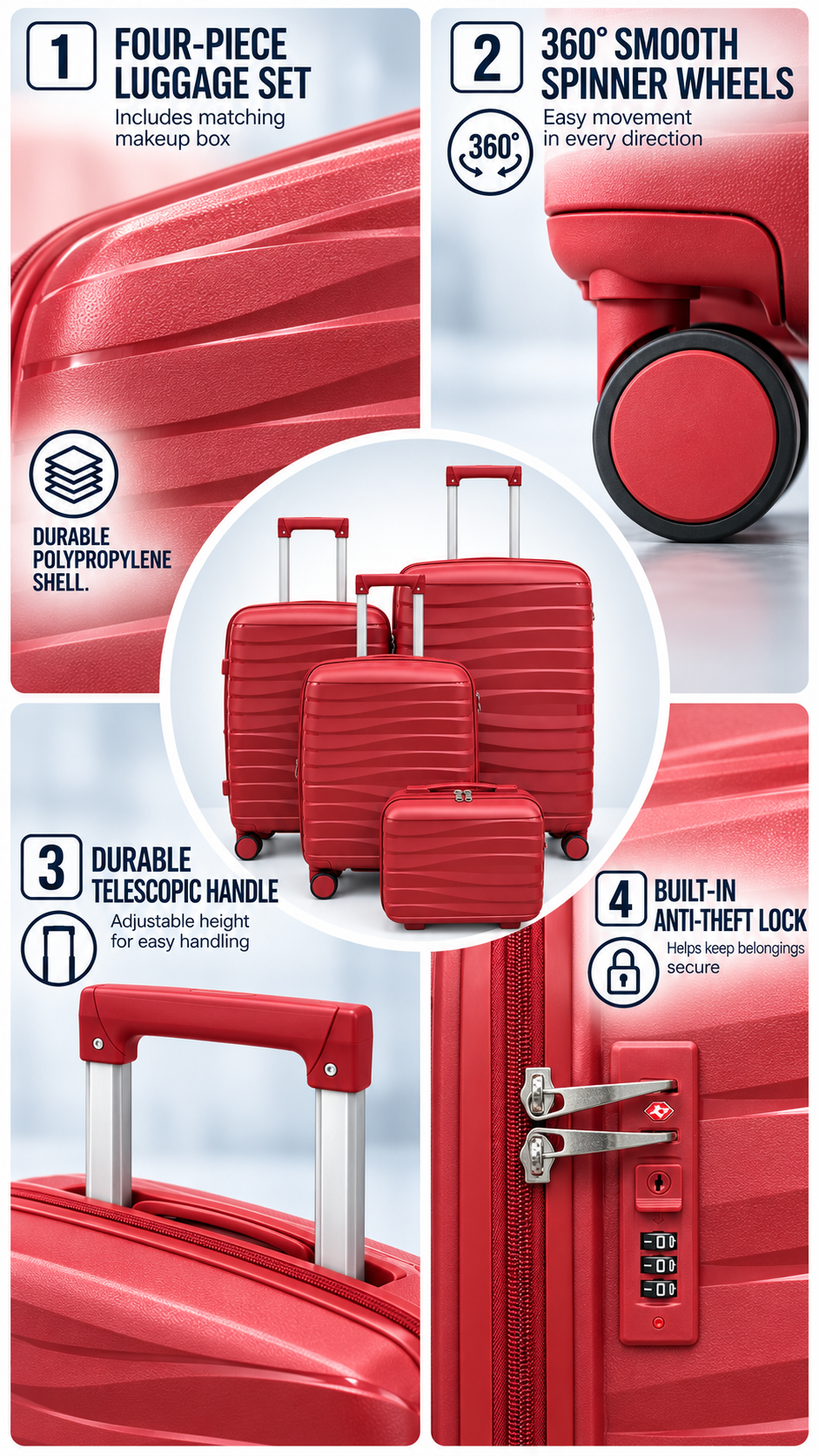 Luggage Set with Makeup Case