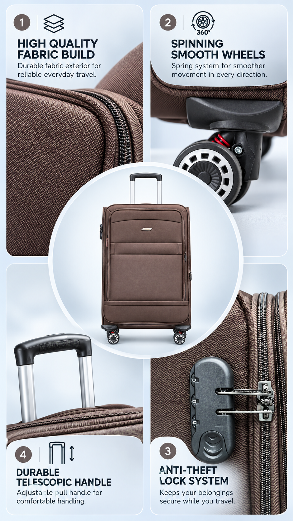 3Pcs Soft Luggage Set