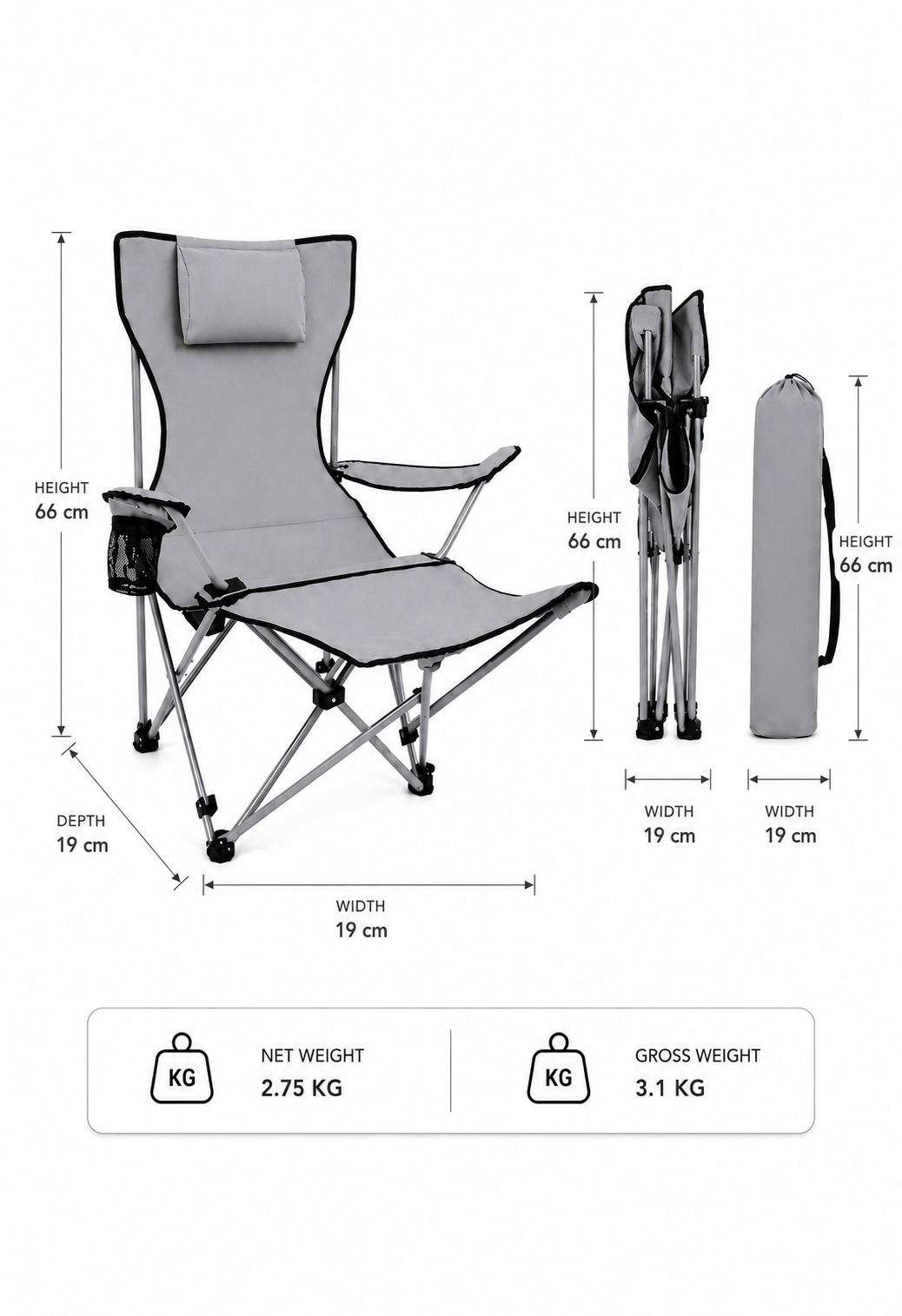 Reclining Camping Chair with Footrest