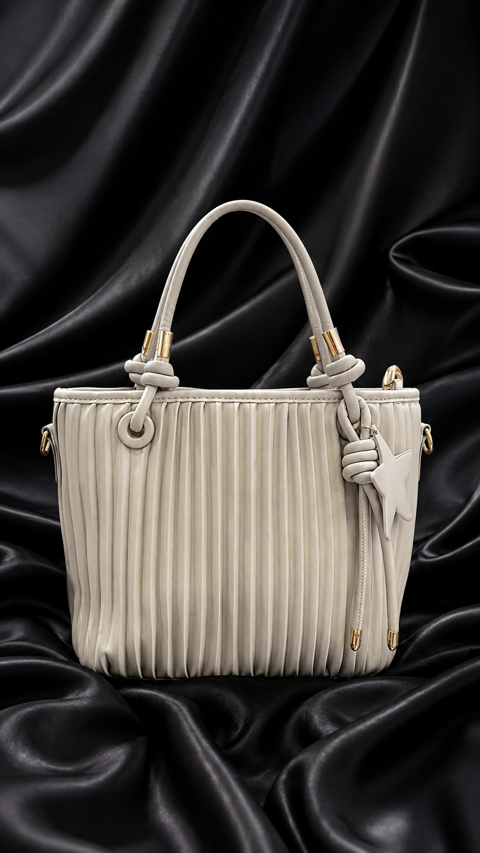 Women’s Pleated Tote Bag with Star Charm