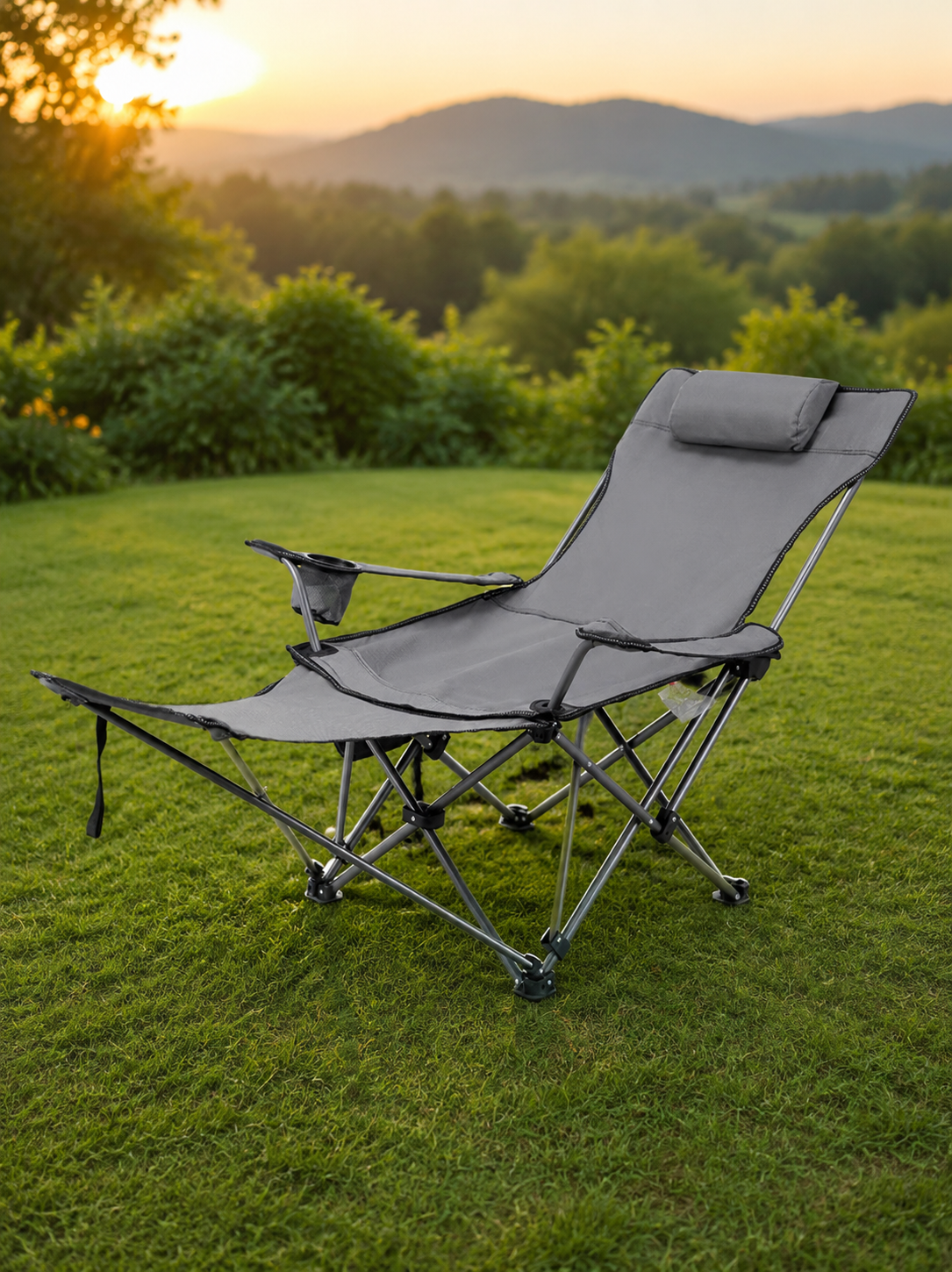 Reclining Camping Chair with Footrest